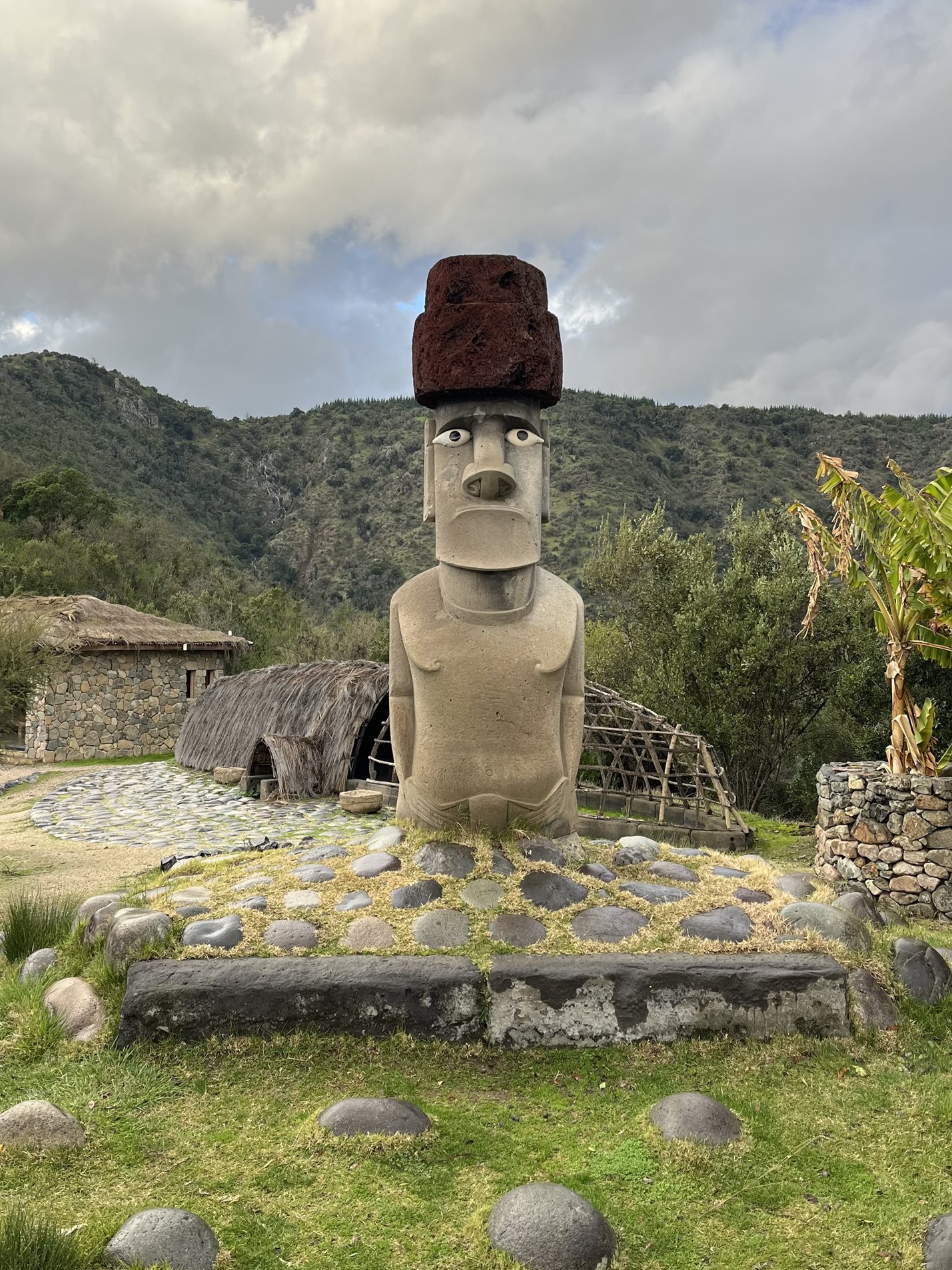 Large stone statue of a human in Chile
