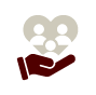 hand holding heart with people icon